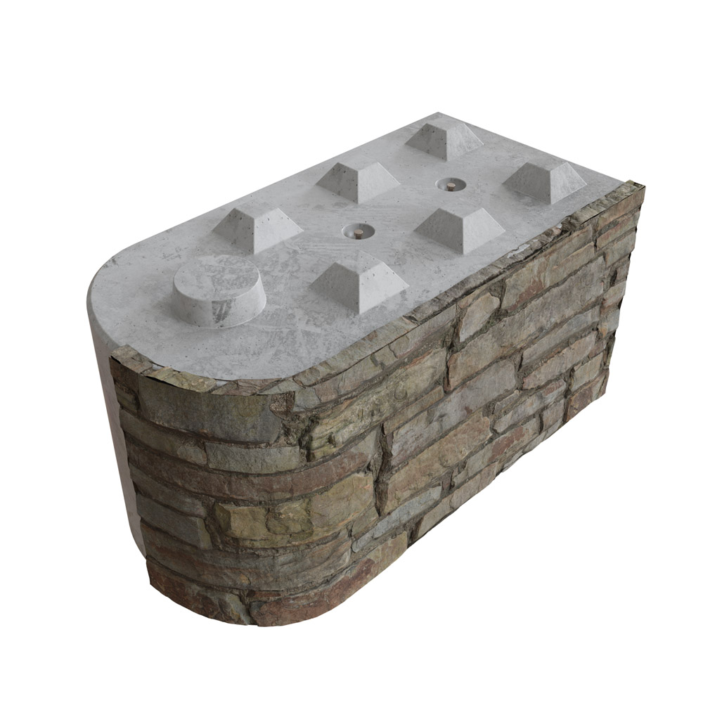 1600 x 800 x 800 Stone Face Radius Concrete Interlocking Blocks Manchester