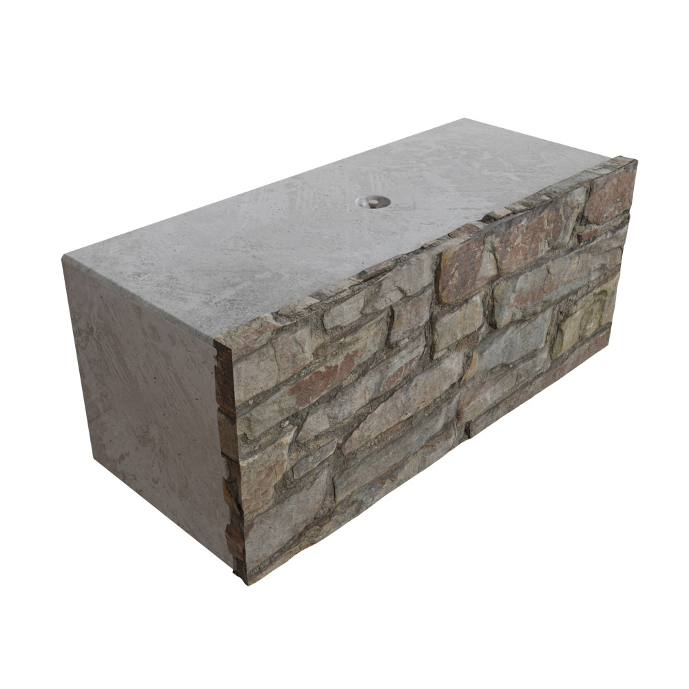 1500 x 600 x 600 Flat Top Stone Face Concrete Interlocking Blocks Manchester