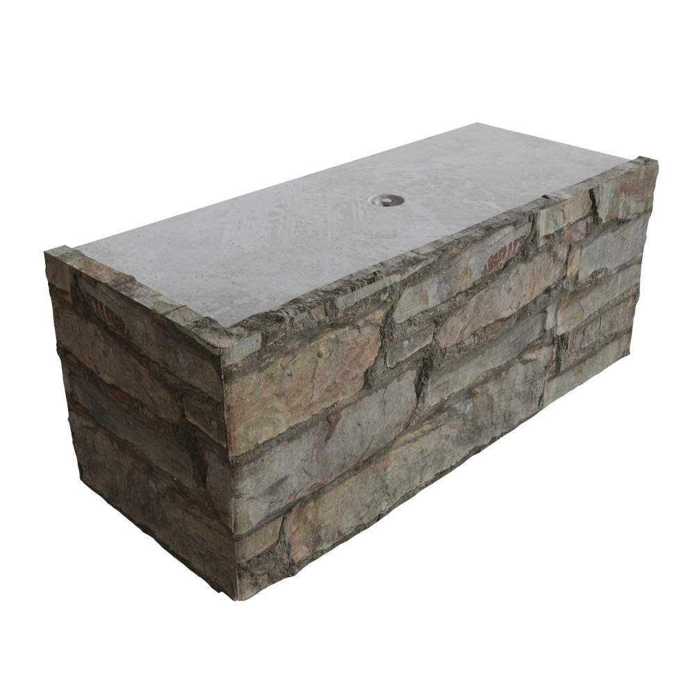 1500 x 600 x 600 Flat Top Stone Face Return Concrete Interlocking Blocks